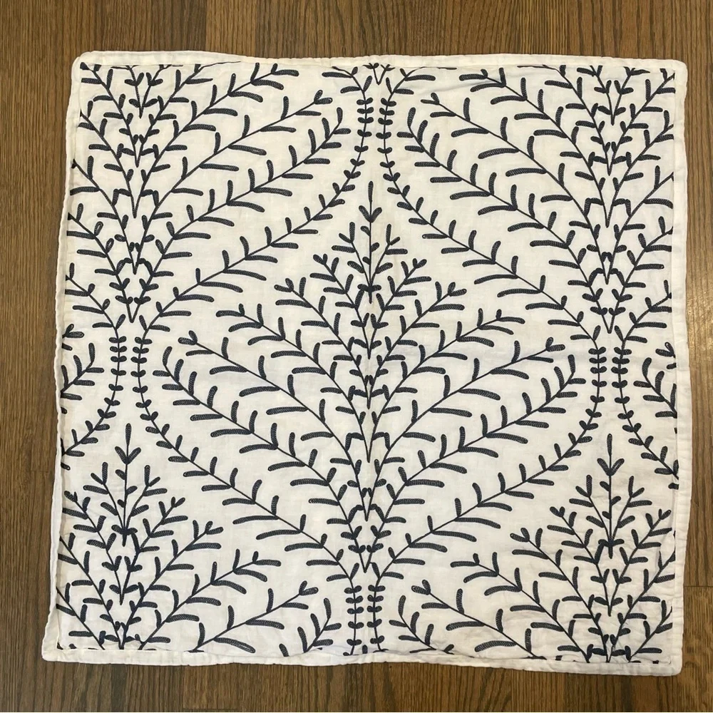 Ballard Designs Ada Embroidered Euro Shams Linen Cotton Blend Set of 2
